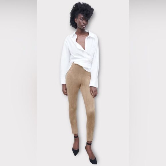 Zara Faux Suede Leggings NWOT - Picture 1 of 10